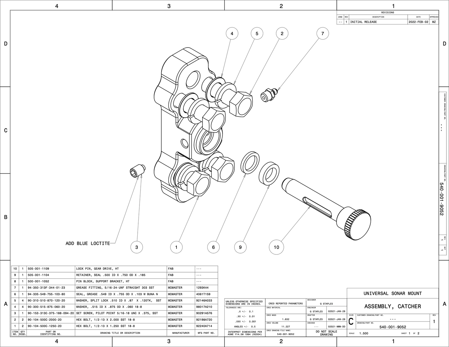 HINGE LOCK PIN, REBUILD KIT
