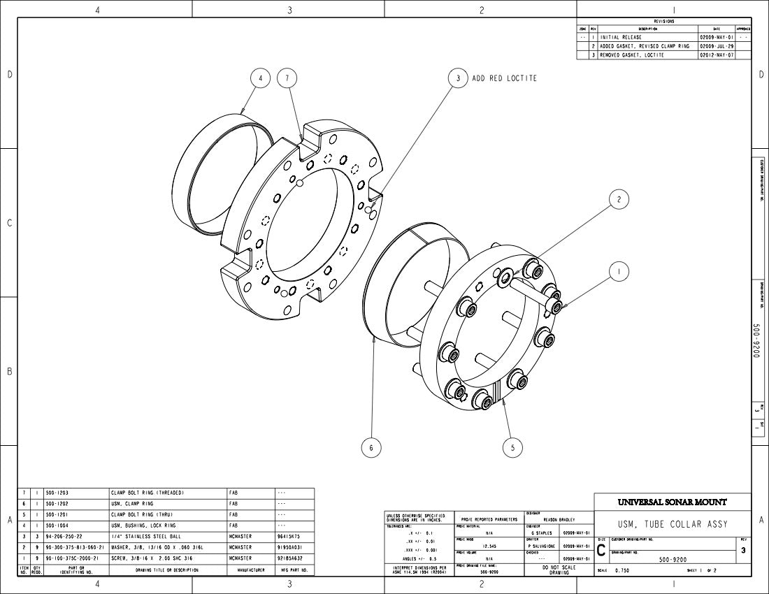 STANDARD MOUNT BOLT KIT, TUBE COLLAR