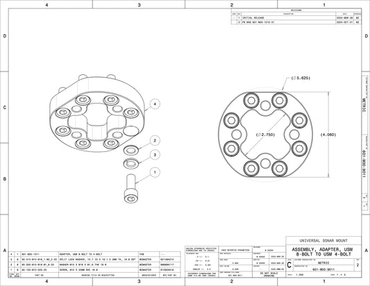 USM 8-BOLT TO USM 4-BOLT ADAPTER