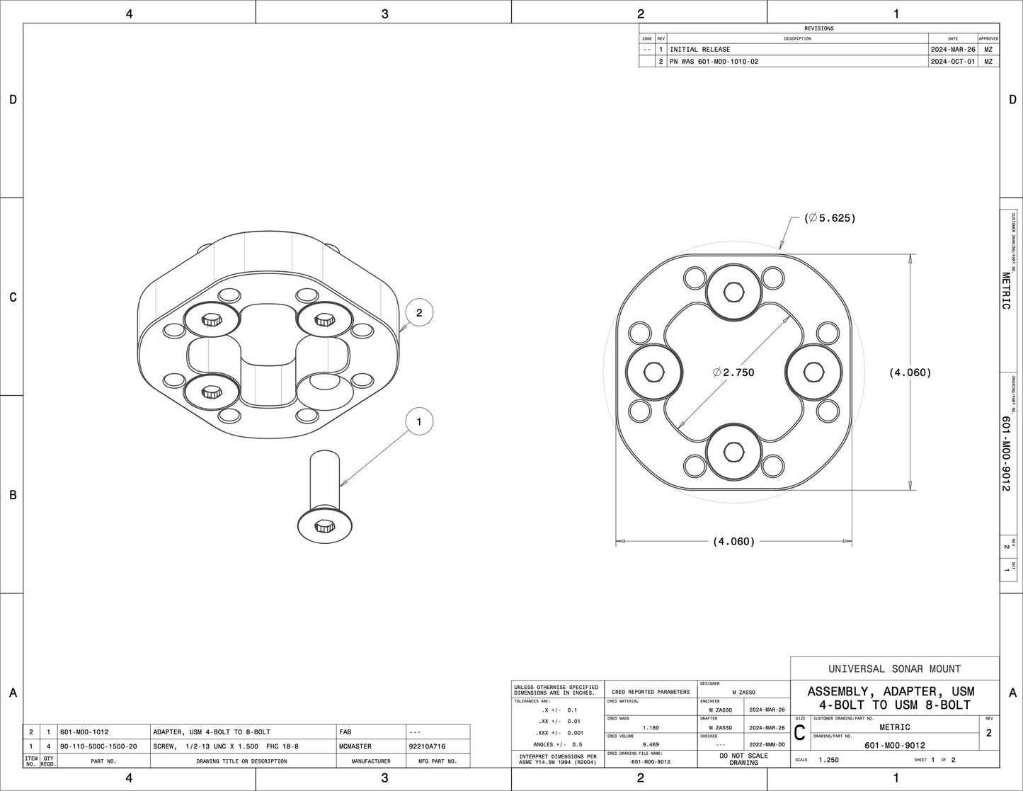 USM 4-BOLT TO USM 8-BOLT ADAPTER